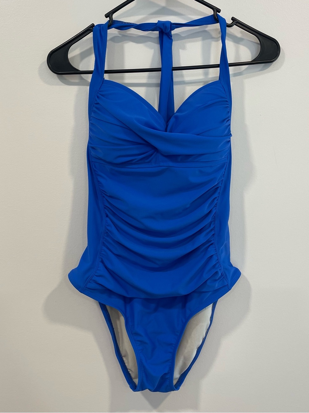 La Blanca Estillo Shirred Swimsuit 8 Swimwear Blue Tummy Support Beach Vacation